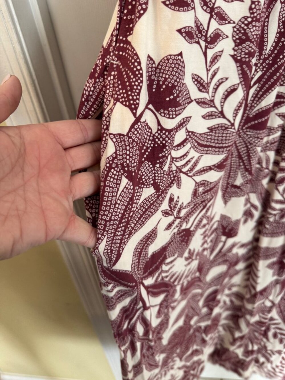 Soma Soft Jersey Caftan Palms Tropical Dress Maxi Pockets Built In Bra Large NWT - Picture 11 of 16